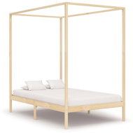 Bed frame with canopy solid pine 140x200 cm - Bed