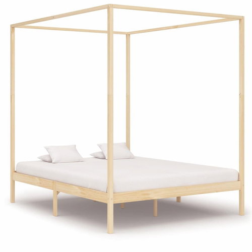 Bed frame with canopy solid pine 180x200 cm - Bed - Main image