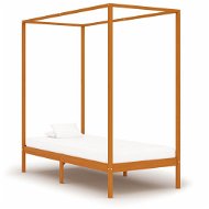 Bed frame with canopy honey brown solid pine 90x200 cm - Bed Frame