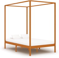 Bed frame with canopy honey brown solid pine 120x200 cm - Bed