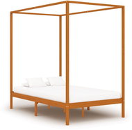 Bed frame with canopy honey brown solid pine 140x200 cm - Bed