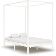 Bed frame with canopy white solid pine 140x200 cm - Bed