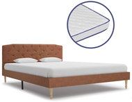 Bed with mattress with memory foam brown textile 140x200 cm - Bed