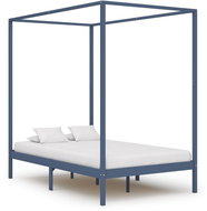 Bed frame with canopy gray solid pine 140x200 cm - Bed