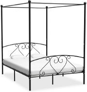 Rám postele s baldachýnom čierny kovový 160 × 200 cm - Rám postele