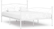 Rám postele s latkovým dizajnom biely kov 160 × 200 cm - Rám postele