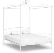 Bed frame with canopy white metal 160x200 cm - Bed Frame