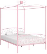 Rám postele s baldachýnom ružový kovový 140 × 200 cm - Rám postele