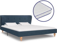 Bed with mattress with memory foam blue textile 140x200 cm - Bed