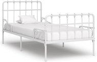 Rám postele s laťkovým roštem bílý kov 100x200 cm - Rám postele