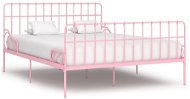 Rám postele s latkovým roštom ružový kov 200 × 200 cm - Rám postele