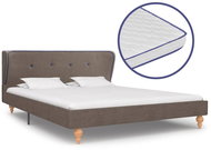 Bed with mattress with memory foam taupe textile 140x200 cm - Bed