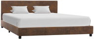 Bed frame brown faux brushed leather 140x200 cm - Bed Frame