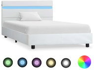 Bed frame with LED light white faux leather 90x200 cm - Bed Frame