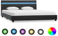Bed frame with LED light gray faux leather 140x200 cm - Bed Frame
