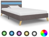 Bed frame with LED light light gray textile 90x200 cm - Bed Frame
