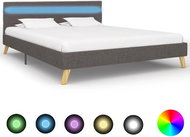 Bed frame with LED light light gray textile 140x200 cm - Bed Frame