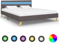 Bed frame with LED light light gray textile 160x200 cm - Bed Frame
