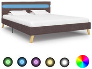 Bed frame with LED light taupe textile 120x200 cm - Bed Frame