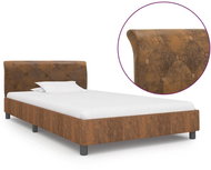Bed frame brown faux brushed leather 90x200 cm - Bed Frame