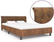 Bed frame brown faux brushed leather 140x200 cm - Bed Frame