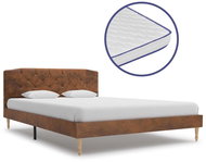 Bed with mattress with memory foam artificial cut leather 140x200 cm - Bed