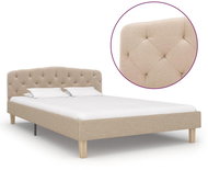 Bed frame beige textile 120x200 cm - Bed Frame