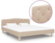 Bed frame beige textile 140x200 cm - Bed Frame