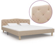 Bed frame beige textile 160x200 cm - Bed Frame
