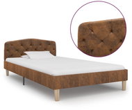 Bed frame brown faux brushed leather 90x200 cm - Bed Frame