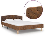 Bed frame brown faux brushed leather 120x200 cm - Bed Frame