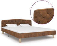 Bed frame brown faux brushed leather 140x200 cm - Bed Frame
