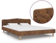 Bed frame brown faux brushed leather 160x200 cm - Bed Frame