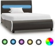 Bed frame with LED light anthracite faux leather 90x200 cm - Bed Frame