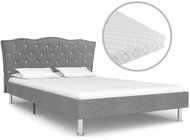 Bed with mattress light gray textile 120x200 cm - Bed
