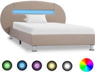 Bed frame with LED light cappuccino faux leather 100x200 cm - Bed Frame