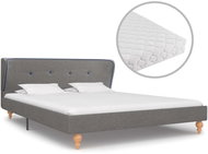 Bed with mattress light gray textile 140x200 cm - Bed