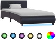 Bed frame with LED light black faux leather 90x200 cm - Bed Frame
