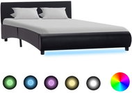 Bed frame with LED light black faux leather 140x200 cm - Bed Frame