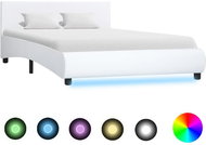 Bed frame with LED white faux leather 120x200 cm - Bed Frame