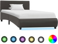 Bed frame with LED gray faux leather 90x200 cm - Bed Frame