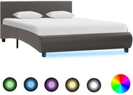 Bed frame with LED gray faux leather 120x200 cm - Bed Frame