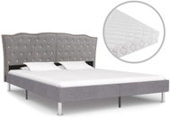 Bed with mattress light gray textile 180x200 cm - Bed