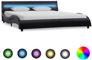 Bed frame with LED light black faux leather 120x200 cm - Bed Frame