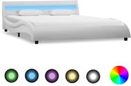 Bed frame with LED light white faux leather 120x200 cm - Bed Frame