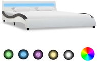 Bed frame with LED light black and white faux leather 120x200 cm - Bed Frame