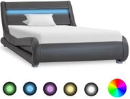 Bed frame with LED gray faux leather 90x200 cm - Bed Frame