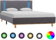 Bed frame with LED light light gray textile 140x200 cm - Bed Frame