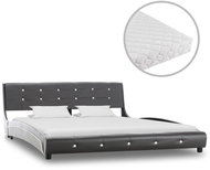 Bed with mattress gray artificial leather 160x200 cm - Bed