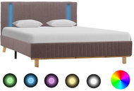 Bed frame with LED light taupe textile 120x200 cm - Bed Frame